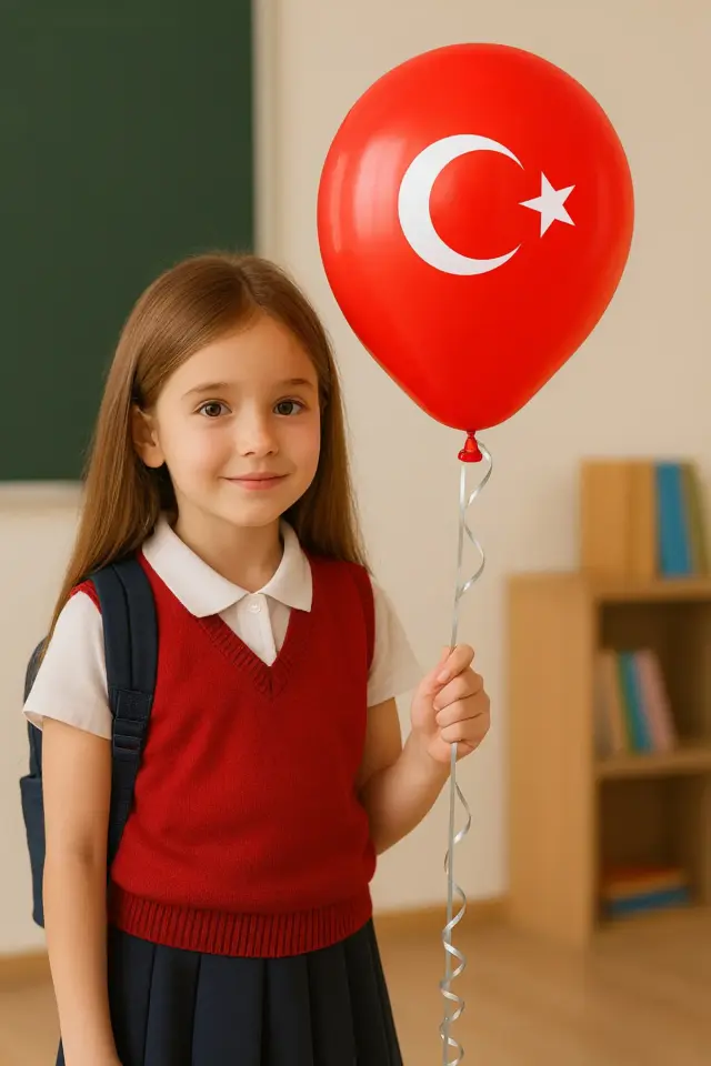 ( 100 Adet ) Ay Yıldız Türk Bayrağı Baskılı Balon Kırmızı Balon Milli Bayram Süsleme