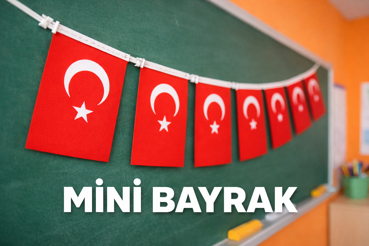 40'lı İpli Bayrak Küçük Boy 6x10 cm 1 Paket Türk Bayrağı Kağıt İpli Ayyıldız Bayrak Sınıf Süsü