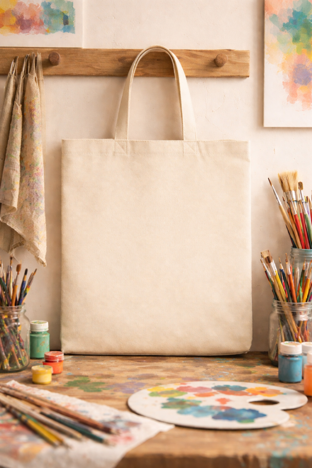 ( 1 Adet ) Bez Çanta Bez Torba 30x40 cm Ham Krem