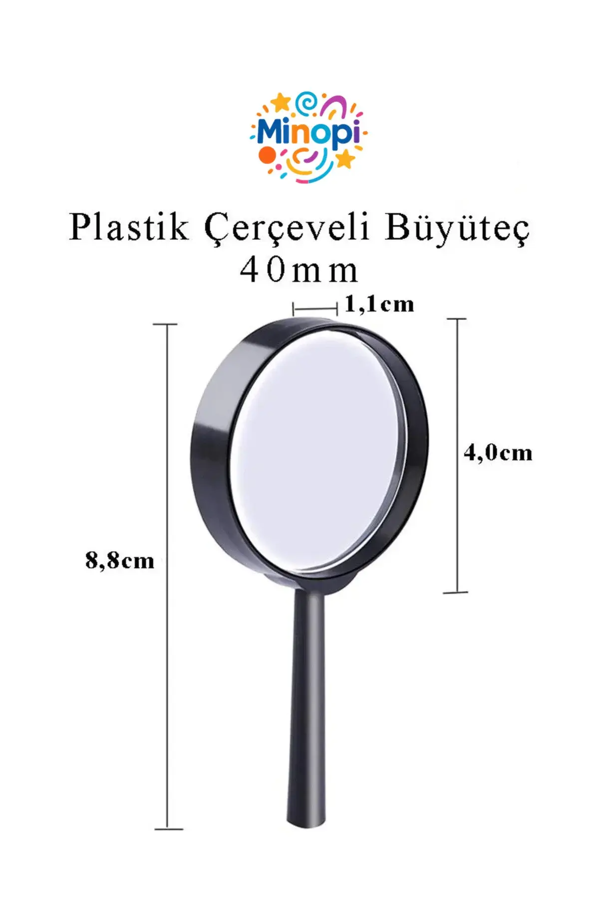 Plastik Çerçeve Saplı Büyüteç Mercek Deney Malzemesi - 40 mm