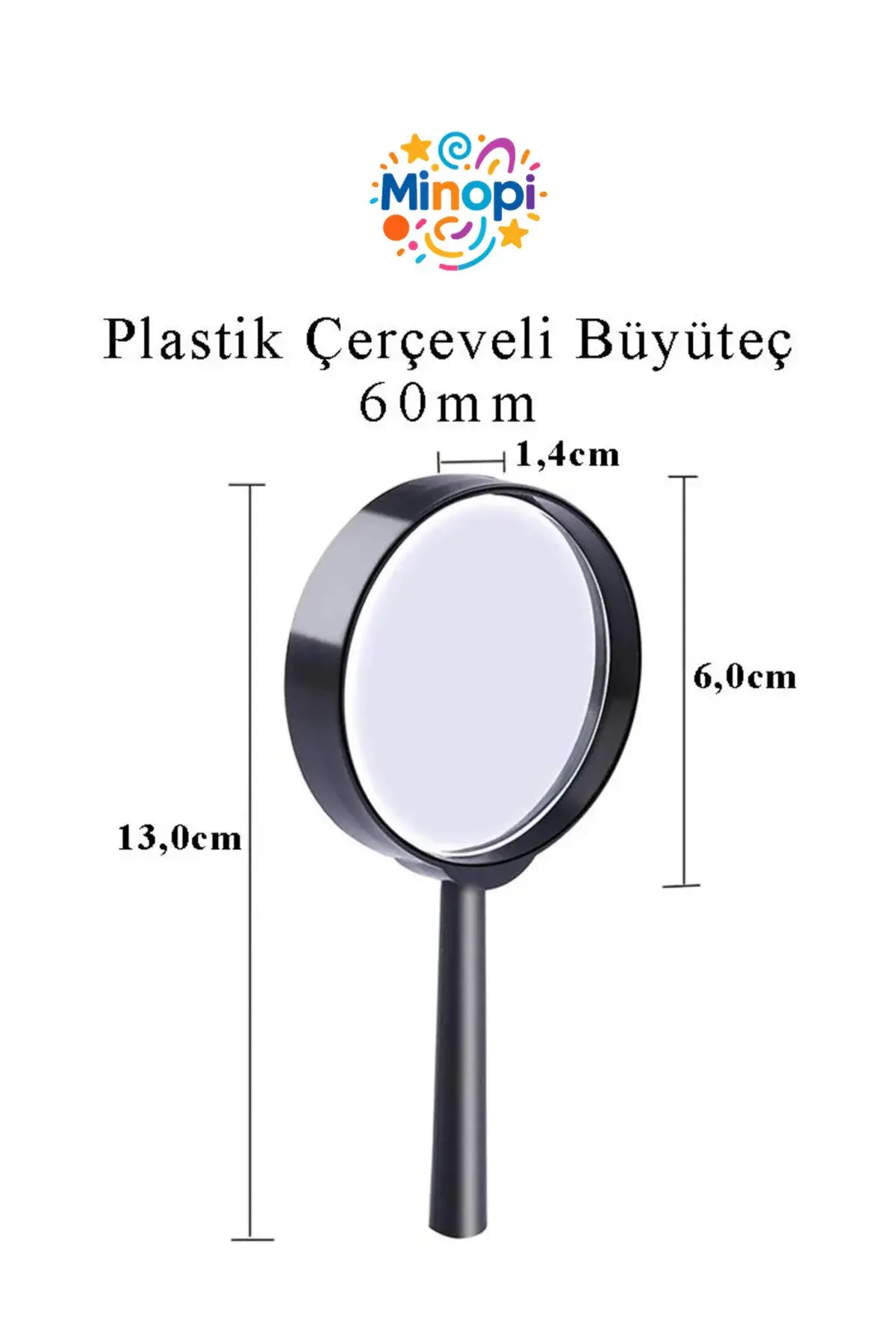 Plastik Çerçeve Saplı Büyüteç Mercek Deney Malzemesi - 60 mm