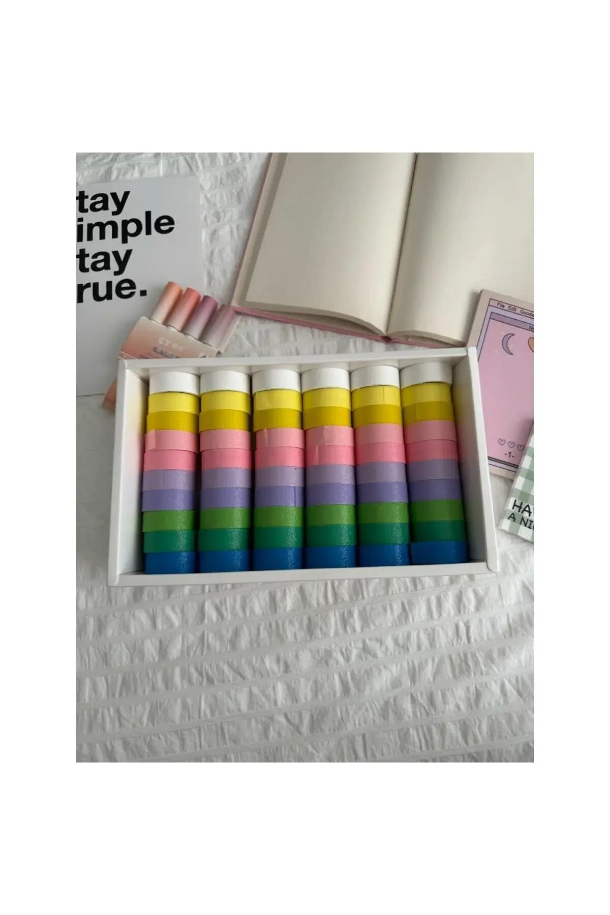 10 Adet - 3 Metre Renkli Simli Bant Dekoratif Bant Maskeleme Bandı