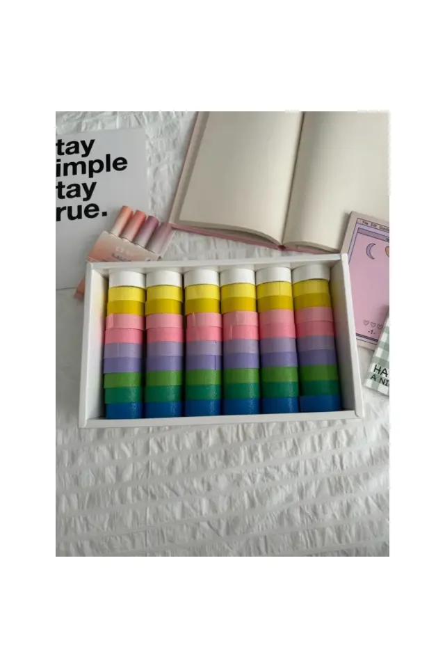 10 Adet - 3 Metre Renkli Simli Bant Dekoratif Bant Maskeleme Bandı