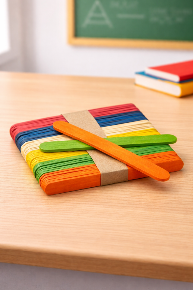 İnce Dondurma Çubuğu 50'li Paket - Renkli Paket