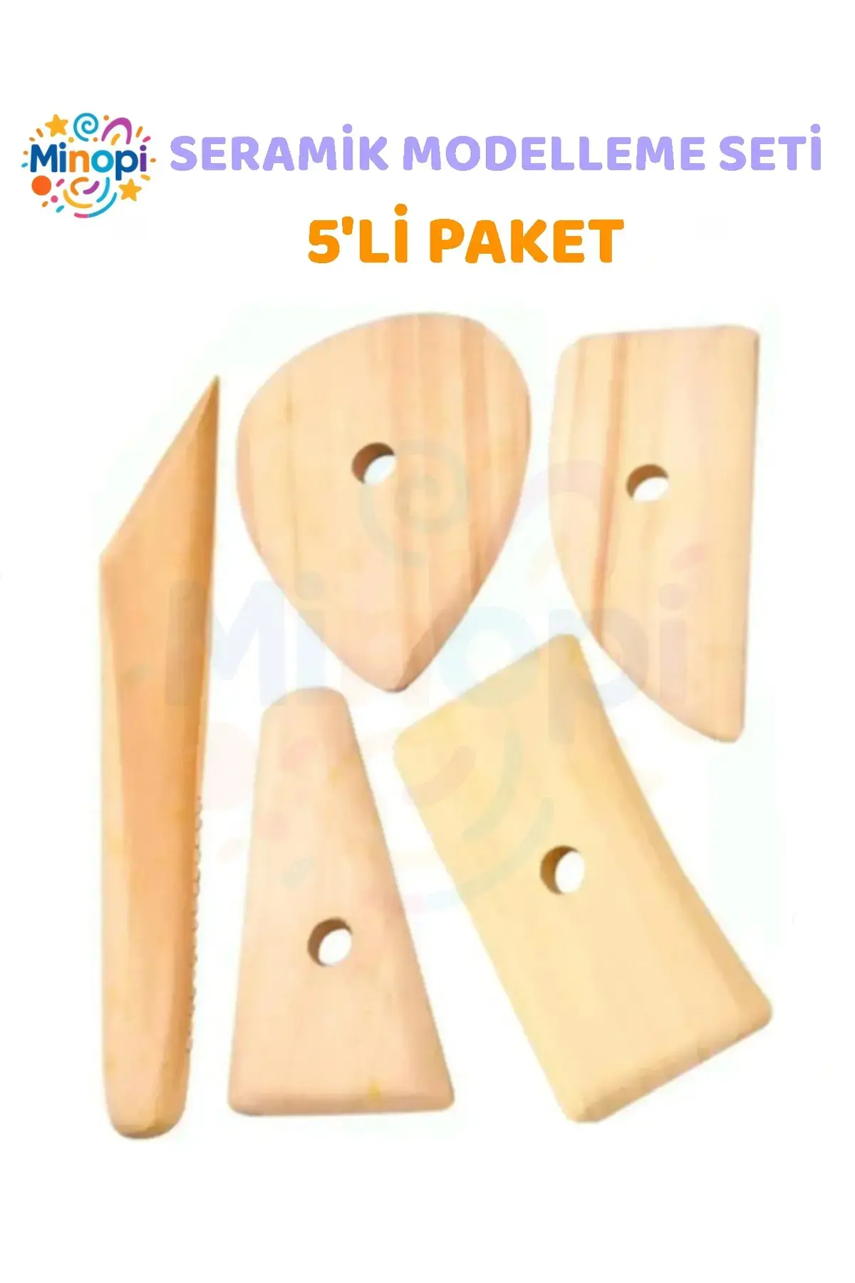 Yassı Ebeşuar 5 li Paket Seramik Çömlek Kil Heykel Kazıyıcı Şekillendirme Aleti Ahşap Kil Modelleme