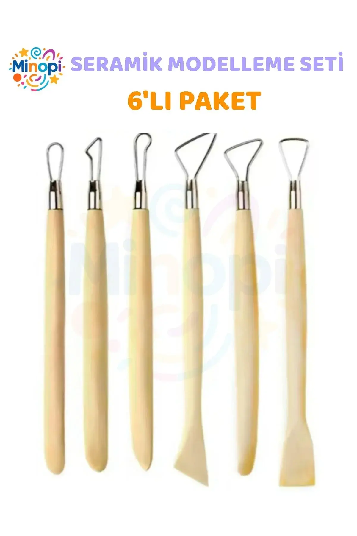 Seramik Kil Polimer Modelleme Çift Yönlü Dip Alma Ebeşuar 6 lı 1 Paket Seramik Kil Şekillendirici