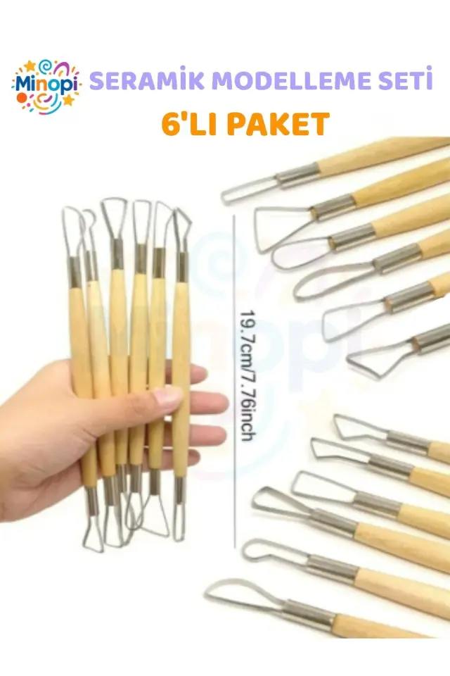 Seramik Kil Çömlek Çift Yönlü Dip Alma Seti 6 Parça 1 Paket Polimer Kil Oyma Seti Ebeşuar Yuvarlak
