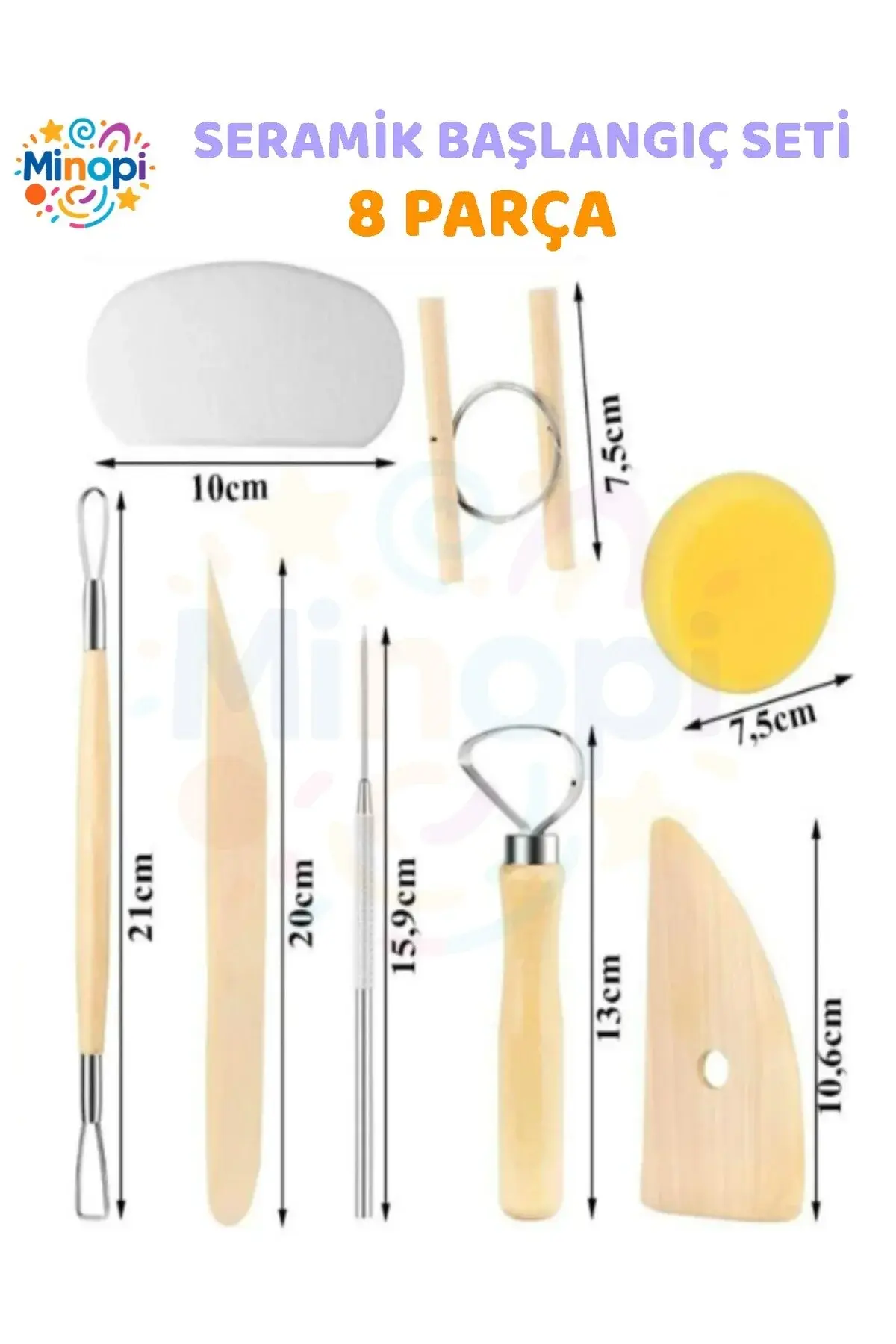 Seramik Başlangıç Seti 8 Parça 1 Paket Modelaj Modelleme Hekel Çömlek Sanatsal Ebeşuar Hobi Düzeltme
