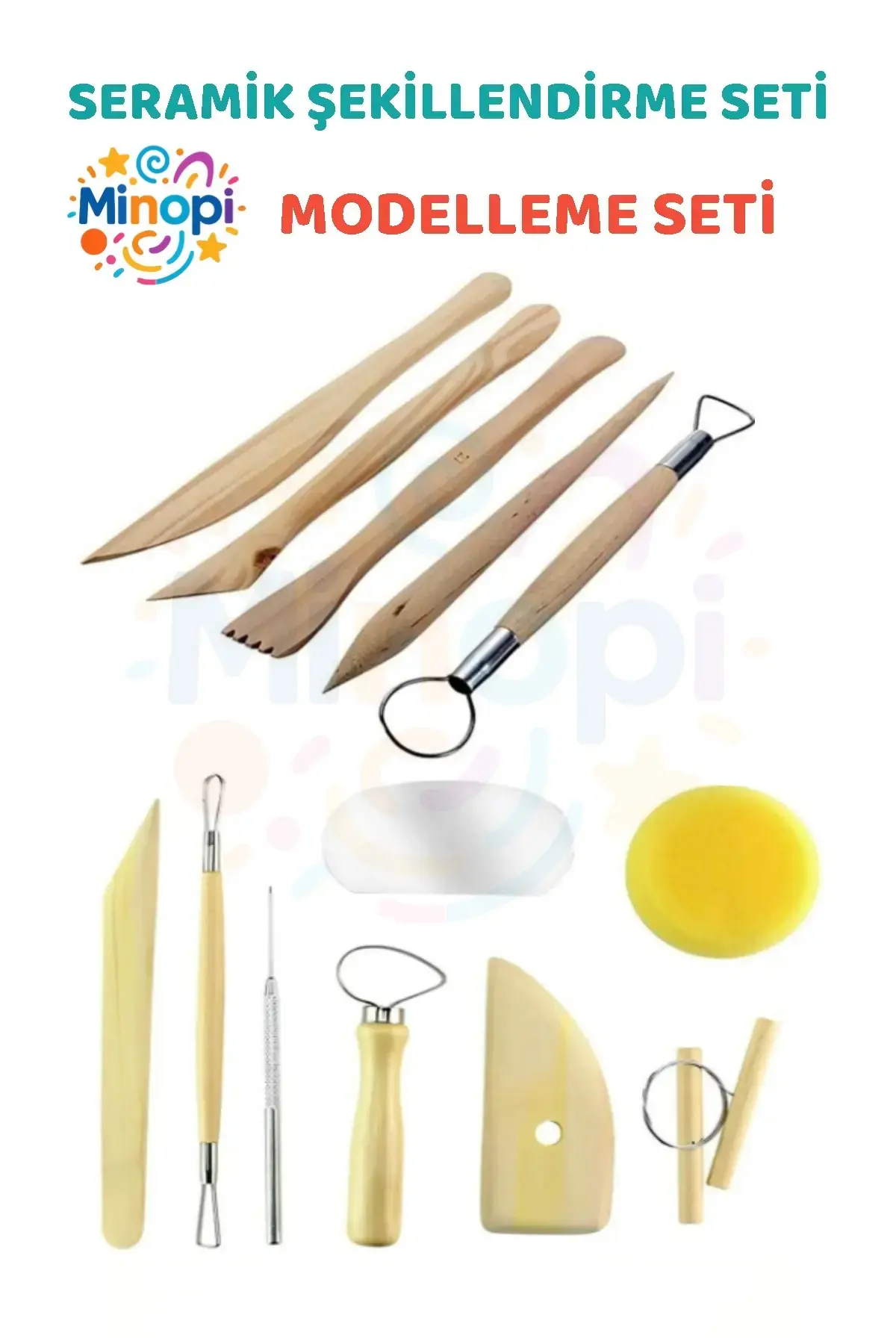 Seramik Başlangıç Seti Oyma Şekillendirici Set 14 Parça Set Kil Çömlek Şekillendirici