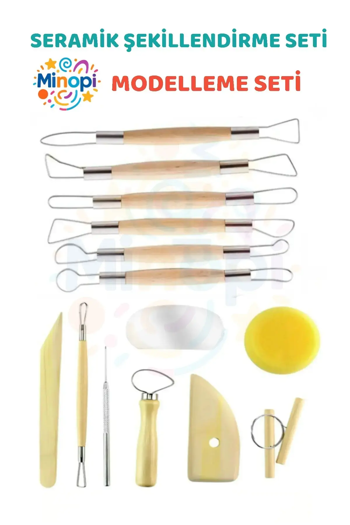 Seramik Başlangıç Seti Oyma Şekillendirici Set 14 Parça Set Kil Çömlek Şekillendirici