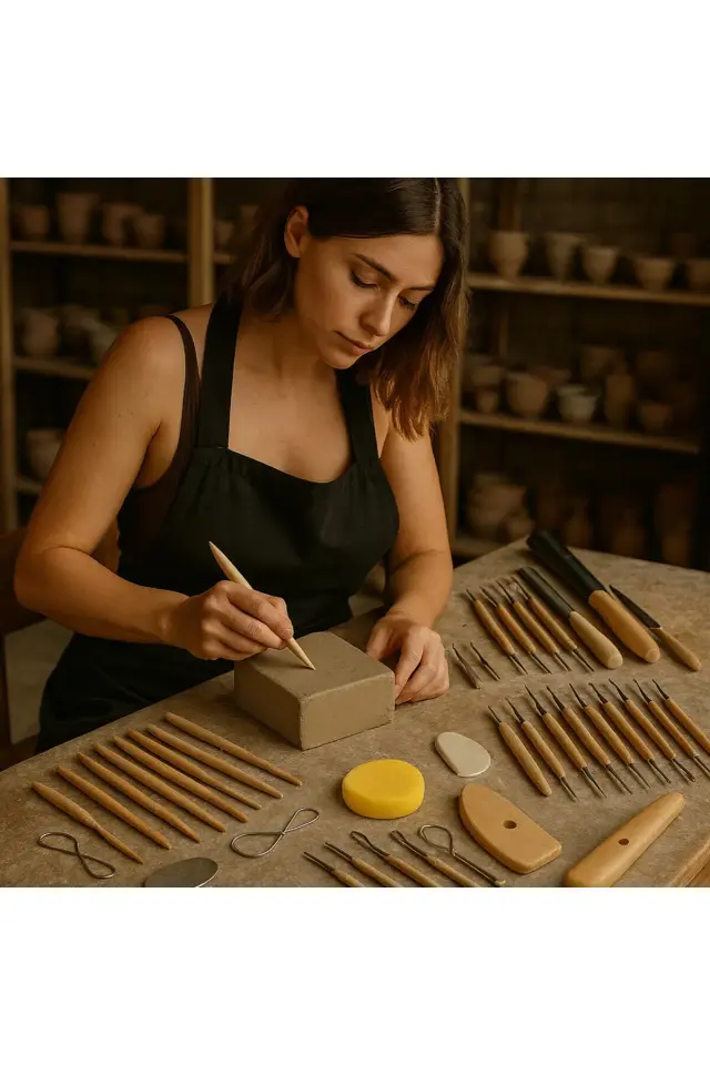 Seramik Başlangıç Seti Oyma Şekillendirici Set 16 Parça Set Kil Çömlek Şekillendirici