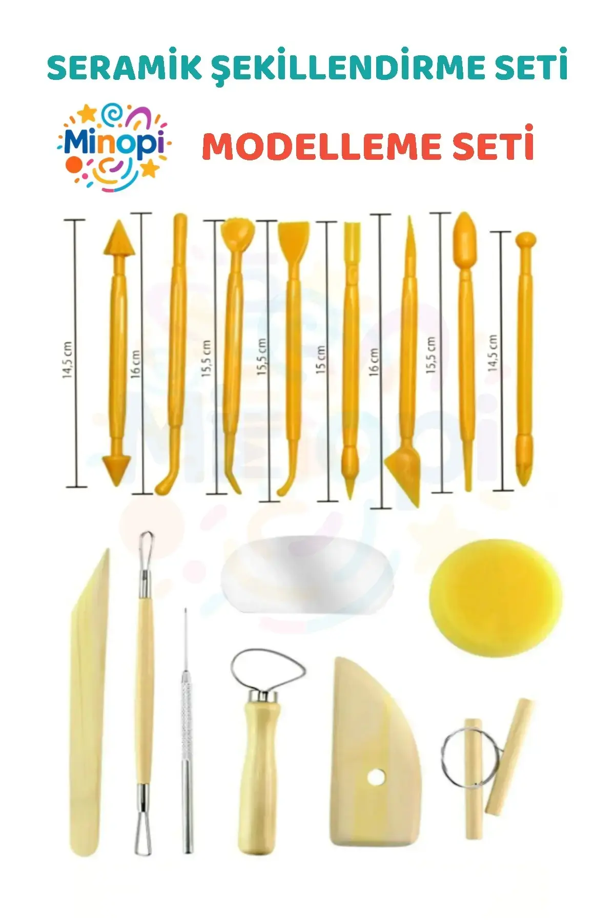Seramik Başlangıç Seti Oyma Şekillendirici Set 16 Parça Set Kil Çömlek Şekillendirici