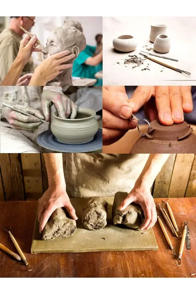 Seramik Başlangıç Seti Oyma Şekillendirici Set 20 Parça Set Kil Çömlek Şekillendirici