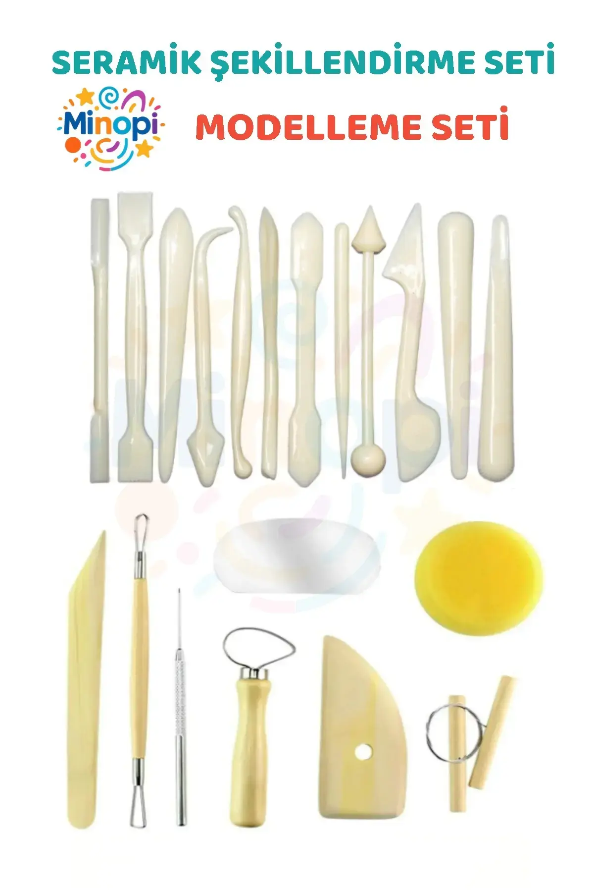 Seramik Başlangıç Seti Oyma Şekillendirici Set 20 Parça Set Kil Çömlek Şekillendirici