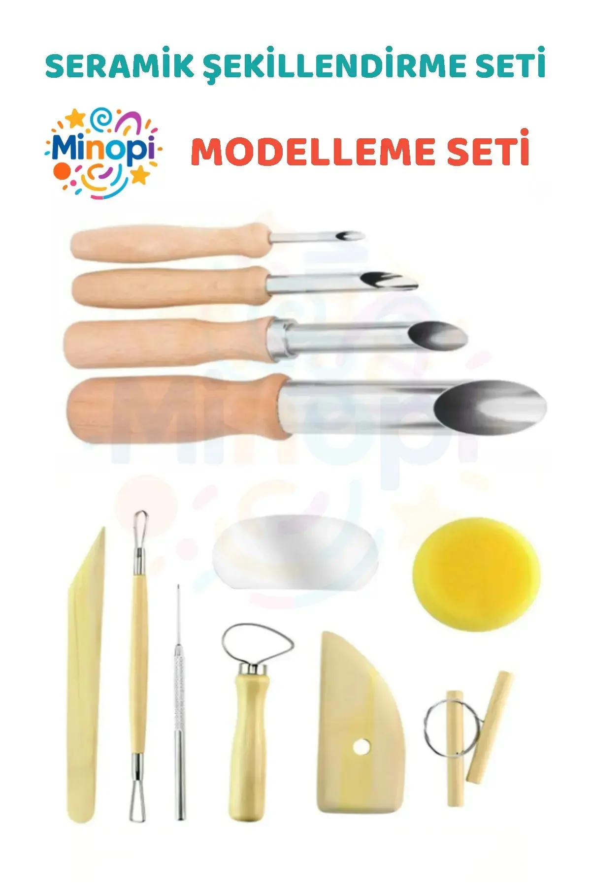 Seramik Başlangıç Seti Oyma Şekillendirici Set 12 Parça Set Kil Çömlek Şekillendirici